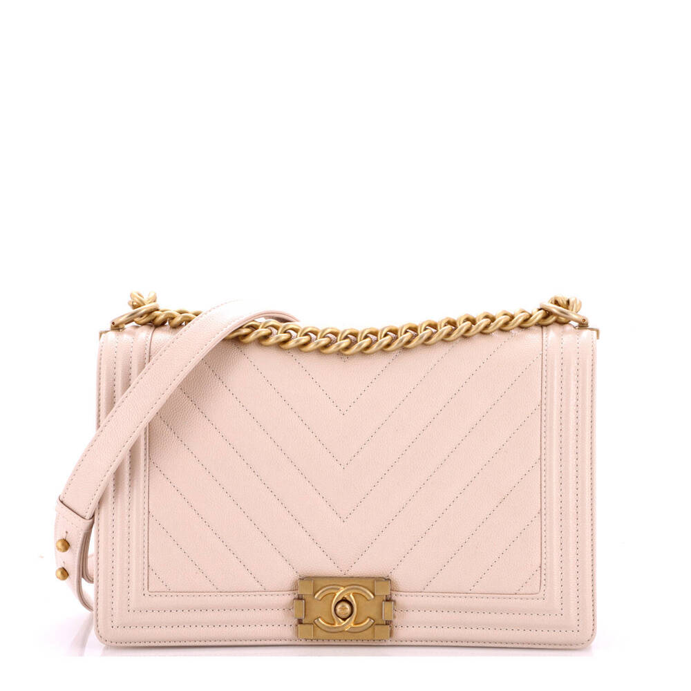 Chanel New Medium Boy Flap Bag Chevron Caviar